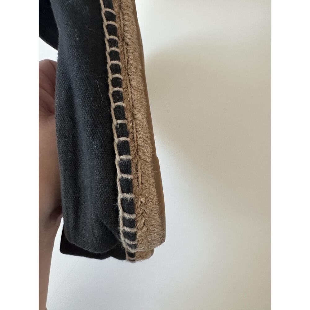 Tory Burch Espadrille Shoes Womens Size 10.5 Poppy Flats Black Canvas Logo - Picture 13 of 14